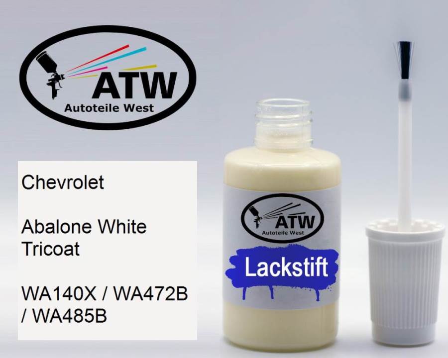 Chevrolet, Abalone White Tricoat, WA140X / WA472B / WA485B: 20ml Lackstift, von ATW Autoteile West.